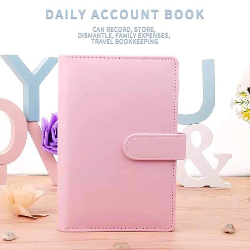 Set 12 Ví Đựng Tài Liệu/Tiền Giấy A6 6 Lỗ Phối Khóa Kéo Màu Hồng
