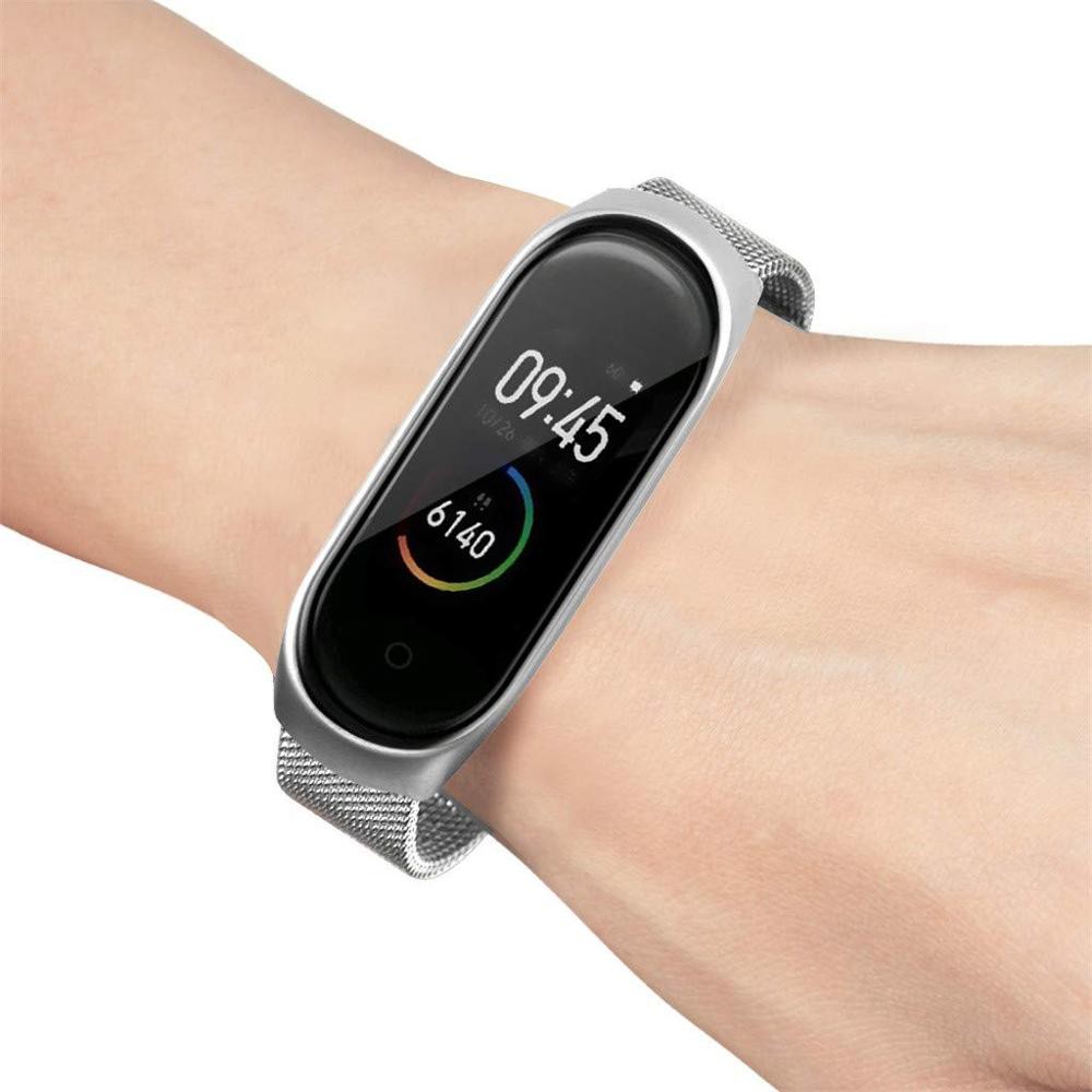 Dây đeo inox JANSIN phong cách Milan thích hợp cho đồng hồ thông minh Xiaomi Mi Band 8 7 6 5 4 miband8
