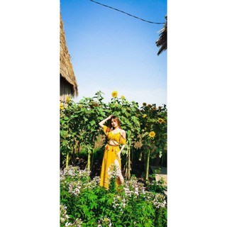 Đầm maxi thổ cẩm boho cao cấp vải đẹp [Hoàn Xu]