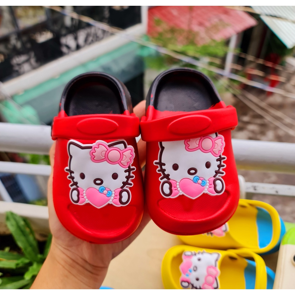 Dép bánh mì có quai sau cho bé gái đế 2 màu hình mèo cute