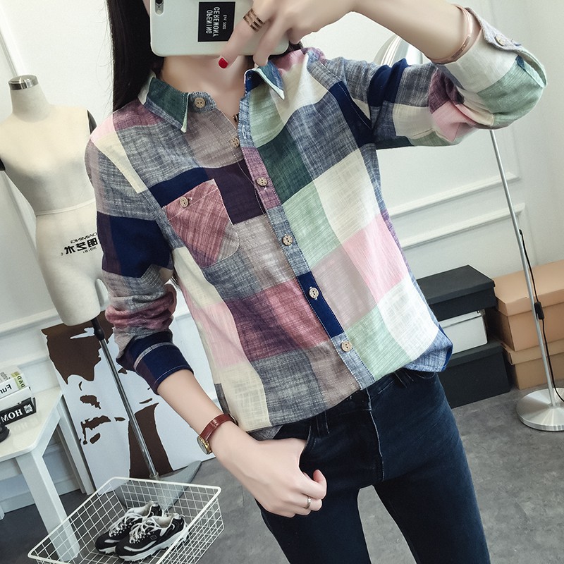 Sơ mi nữ kẻ caro trẻ trung SM02