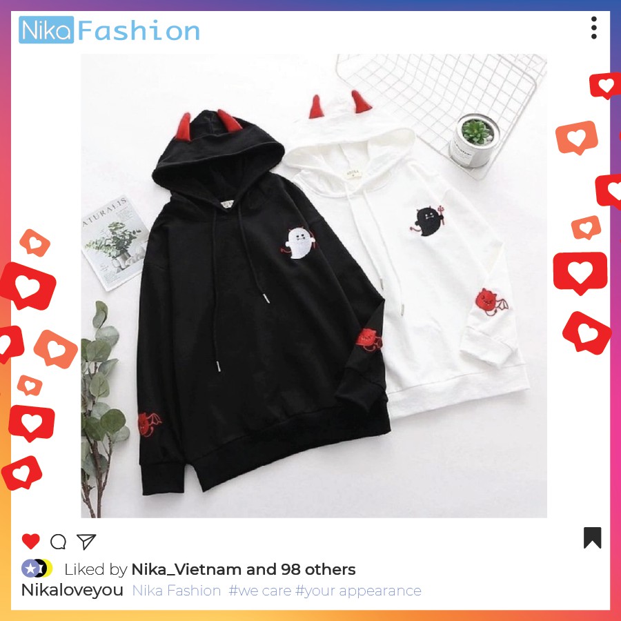 Nikafashion Áo Hoodie Nón Unisex Nam Nữ Chất Vải Nỉ Freesize 1 kích cỡ Form Dáng Rộng Dưới 65kg Mặc Đẹp Q.Nhỏ | BigBuy360 - bigbuy360.vn