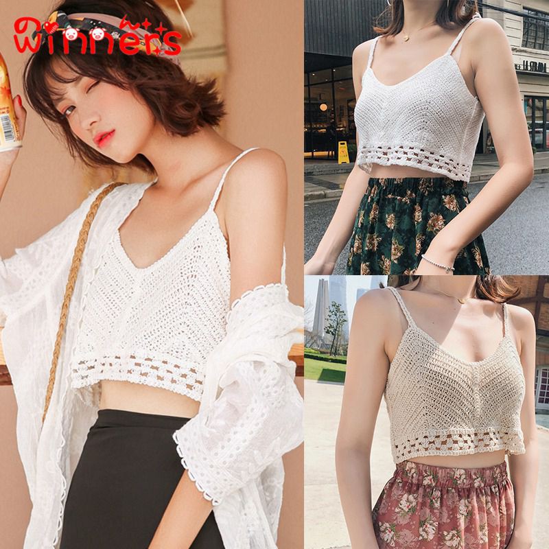 Áo croptop móc len kiểu dáng quyến rũ