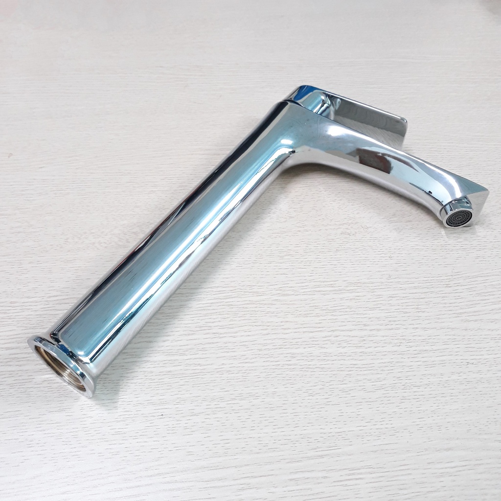 Vòi Bồn Rửa Mặt, Lavabo Nóng Lạnh Inox 304 Thân Trụ Cần Gạt Bằng 30cm Mạ Màu Bạc Với Lõi Đồng Cao Cấp