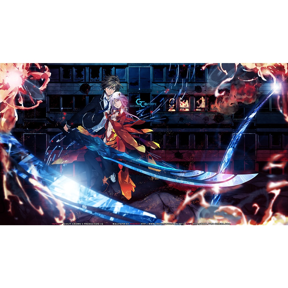 Poster A4 dán tường Anime, decal 21x30 trang trí có keo Guilty Crown Wallpapers (1), nhận in theo yêu cầu