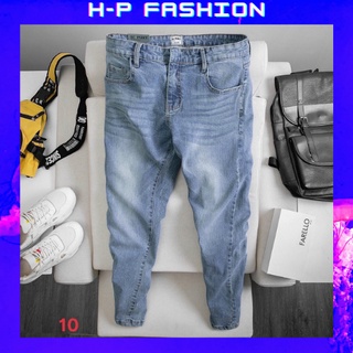 Quần jean nam trơn màu xanh thời trang Hpfashion, Quần bò nam trơn vải jean co giãn mềm mịn, form cực chuẩn - QJNTCS10