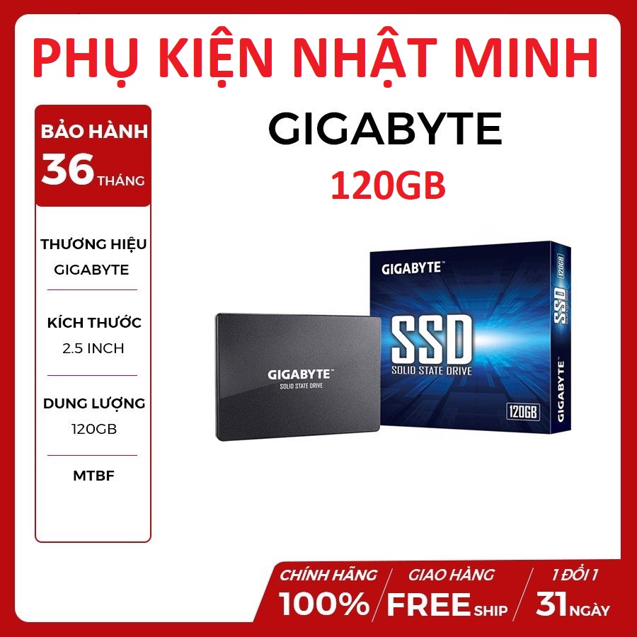 [tặng dây sata xịn] Ổ cứng SSD Gigabyte 120GB SATA 2,5 inch (Đoc 500MB/s, Ghi 420MB/s) Chính hãng bảo hành 36 tháng | WebRaoVat - webraovat.net.vn