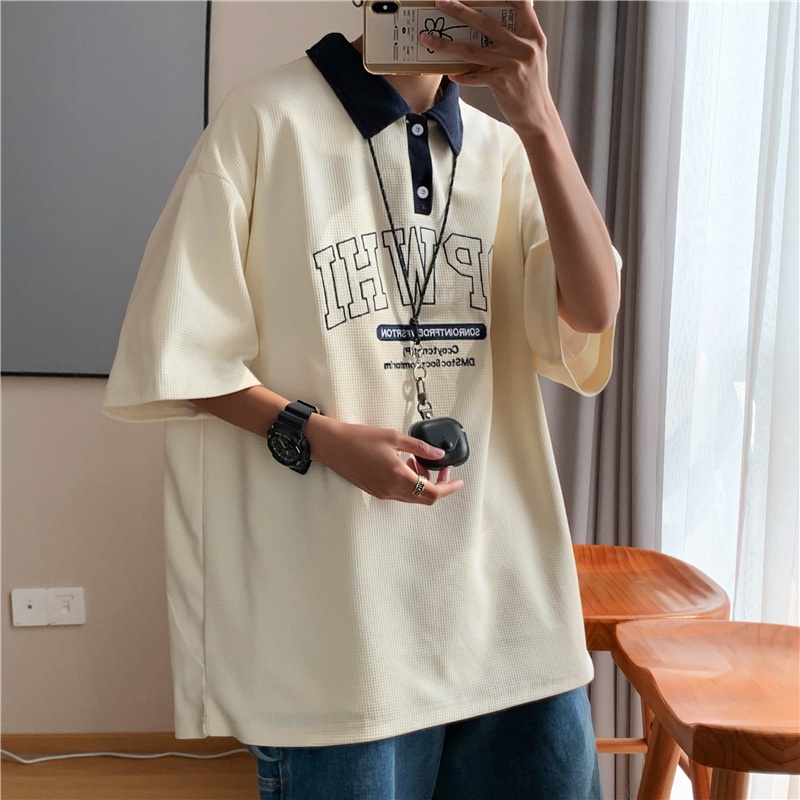 Áo Polo Tay Lỡ Unisex DR Chất Bo Cotton Đẹp,Áo Thun Có Cổ Phong Cách Ullzang