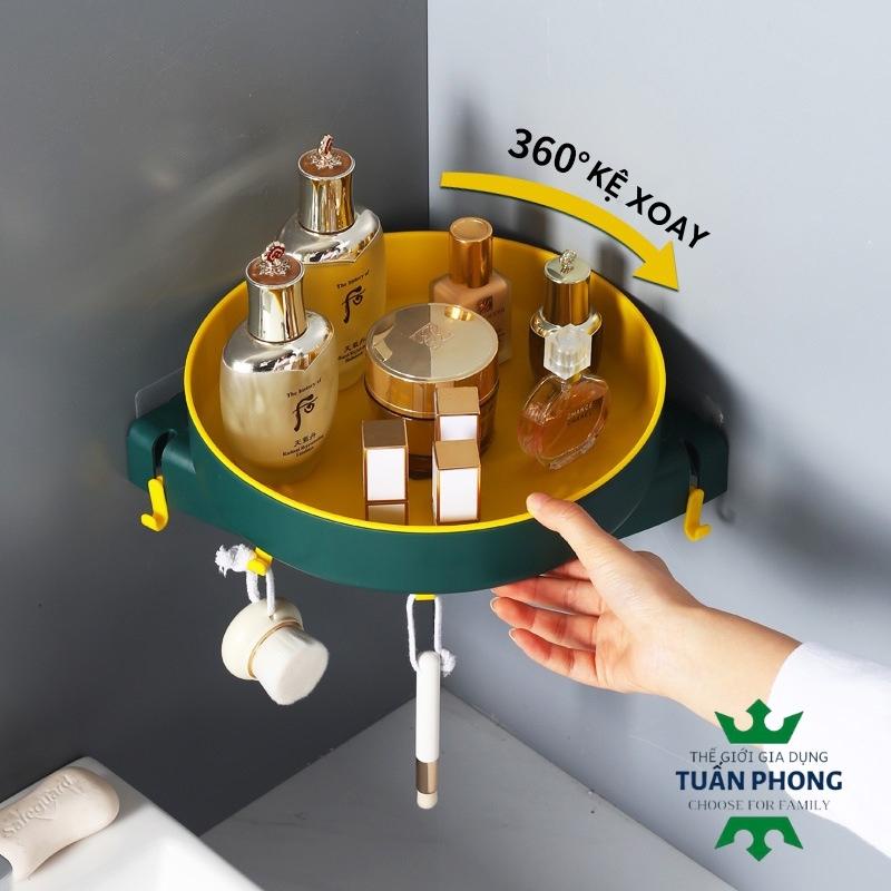 Kệ Góc Để Đồ Nhà Tắm,Nhà Bếp Xoay 360Độ Dán Tường(Không Phải Khoan Tường),Giá Để Đồ Đa Năng