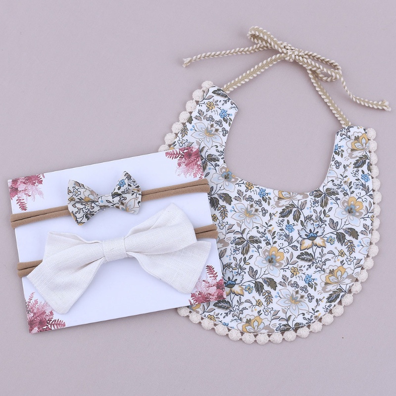 Set Yếm Ăn Và Băng Đô Nơ Xinh Xắn Dành Cho Bé