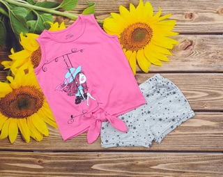 Bộ thun cotton bé gái