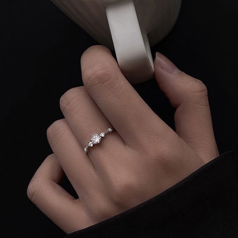 Nhẫn Hở Sáu Móng Đính Đá Lấp Lánh Phong Cách Hàn Quốc Sang Trọng Cho Nữ