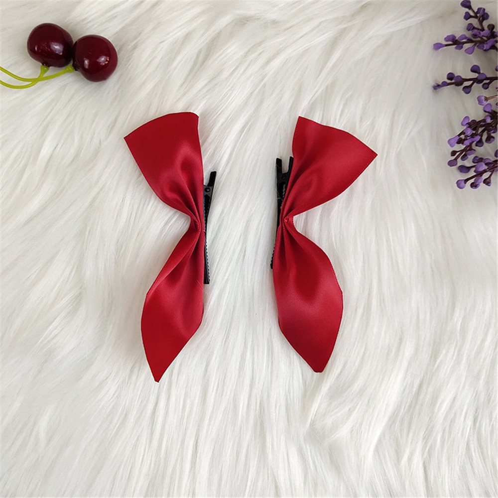 Cặp kẹp tóc mặt hình nơ bằng vải nhung phong cách Hàn Quốc cổ điển cho nữ