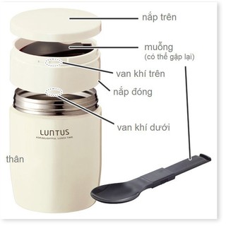 Bình Đựng Thức Ăn Giữ Nhiệt LUNTUS Nhật Bản - Thép Không Ghỉ Cao Cấp Giữ Nhiệt Rất Tốt, An Toàn Sức Khoẻ