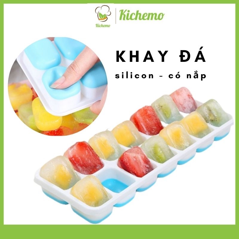 Khay đá silicon có nắp Khay làm đá silicon Kichemo - KLD01