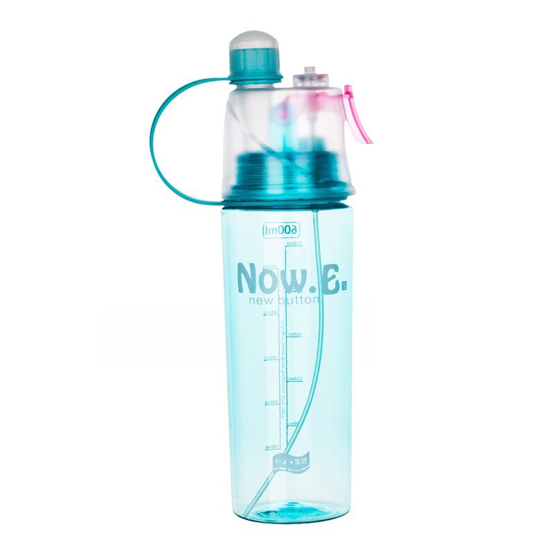 [Mã LIFEHLSALE2 giảm 10% đơn 0Đ] Bình nước thể thao 600ml có vòi xịt phun nước, bình nước thể thao phun sương 2 trong 1