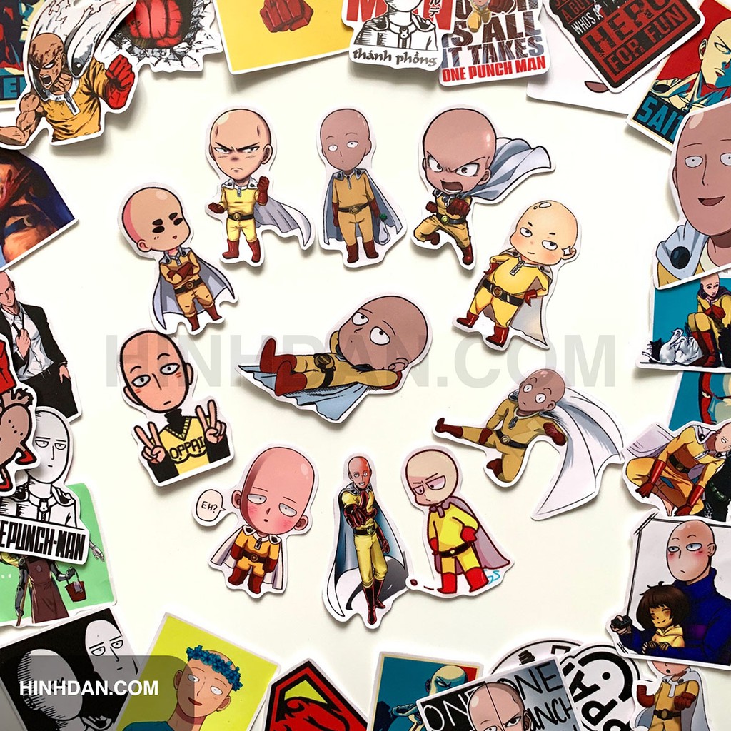 Sticker Chủ Đề ONE PUNCH MAN Hình Dán Decal Chất Lượng Cao Chống Nước Trang Trí Va li, Xe, Laptop, Nón Bảo Hiểm