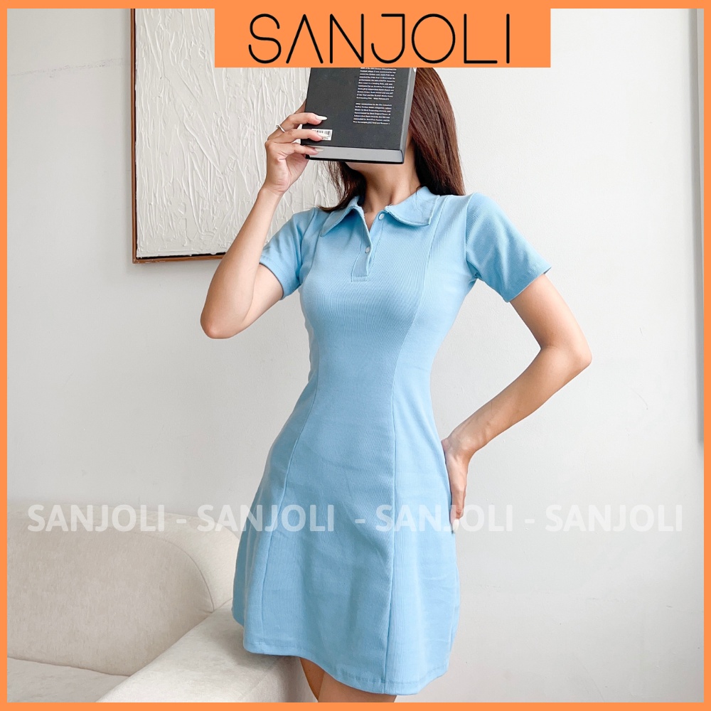 Váy Polo Nữ SANJOLI Đầm Body Chất Thun Gân Thiết Kế Ôm Eo Dáng Xòe Tay Ngắn Đi Dự Tiệc, Đi Chơi VD081 | BigBuy360 - bigbuy360.vn