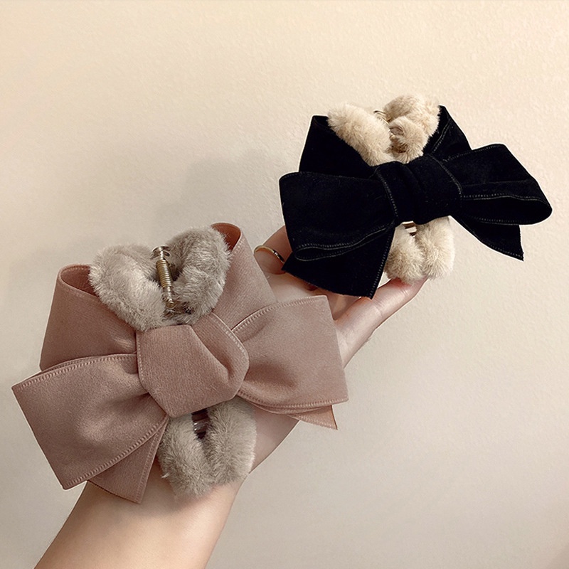 Kẹp Tóc Hình Nơ Lưng Đầu Cá Mập Cỡ Lớn Kiểu Pháp Thời Trang Thu Đông Cho Nữ