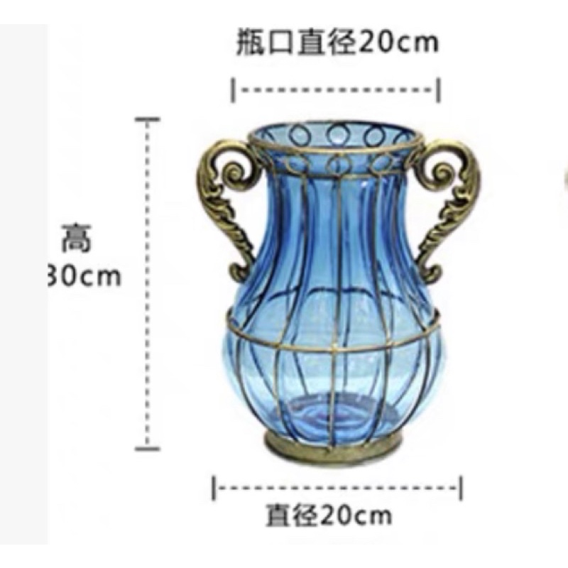 Lọ hoa pha lê xanh dương, xanh lá để bàn phong cách Châu Âu