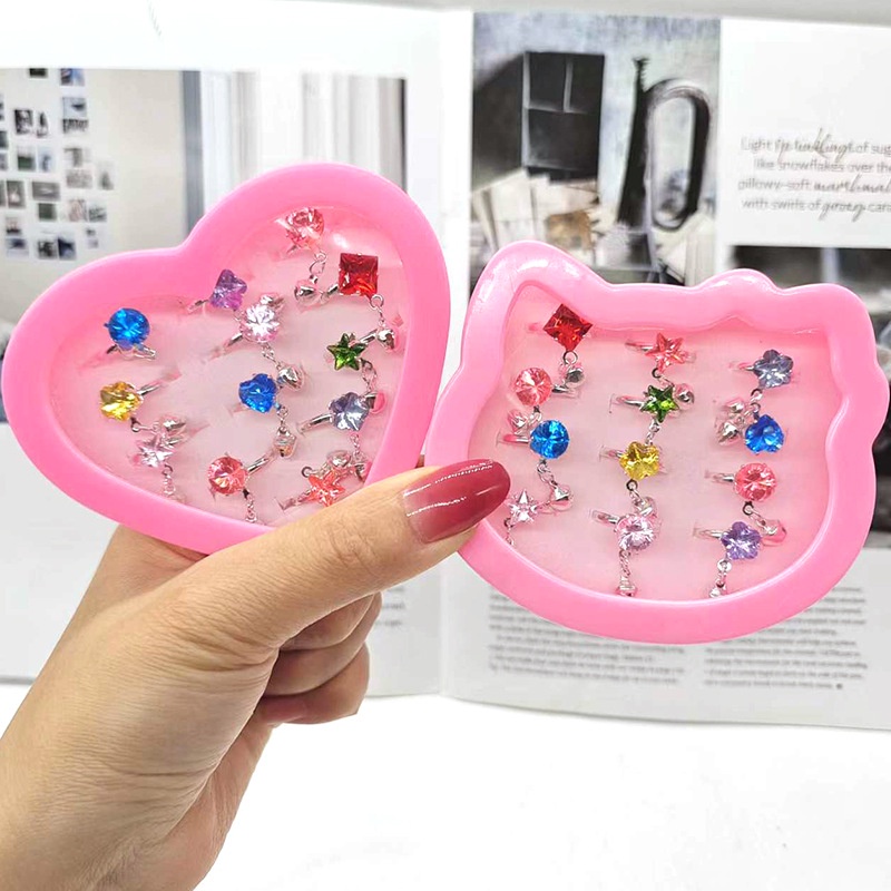 hộp 12 chiếc nhẫn đá cho bé đẹp mắt