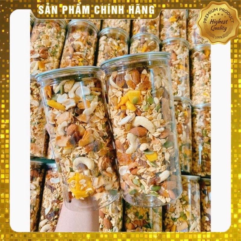 Ngũ cốc ăn kiêng granola siêu hạt 100% quả sấy dinh dưỡng hộp 500g ngon nhức nách không đường date mới nhất