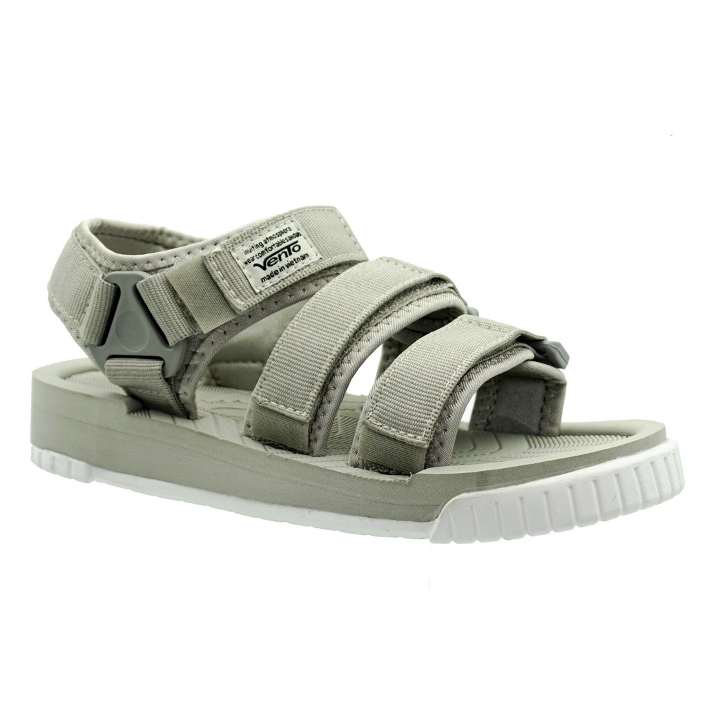 Sandal Vento nam nữ chính hãng SD-9801 màu ghi L.Grey, Dép quai sau đế bằng, Giày quai dán đi làm, đi học