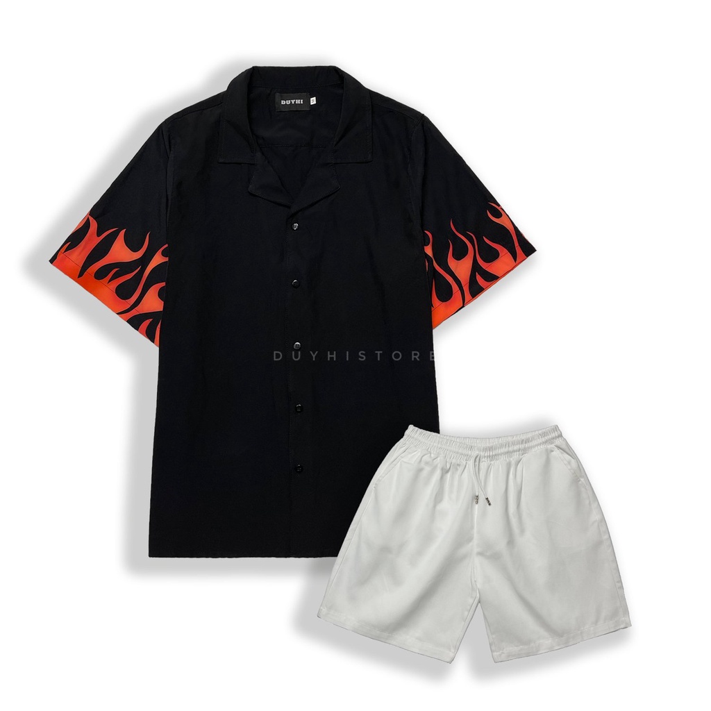 Áo sơ mi cộc tay unisex form rộng họa tiết TAY LỬA cho nam nữ | DUYHI