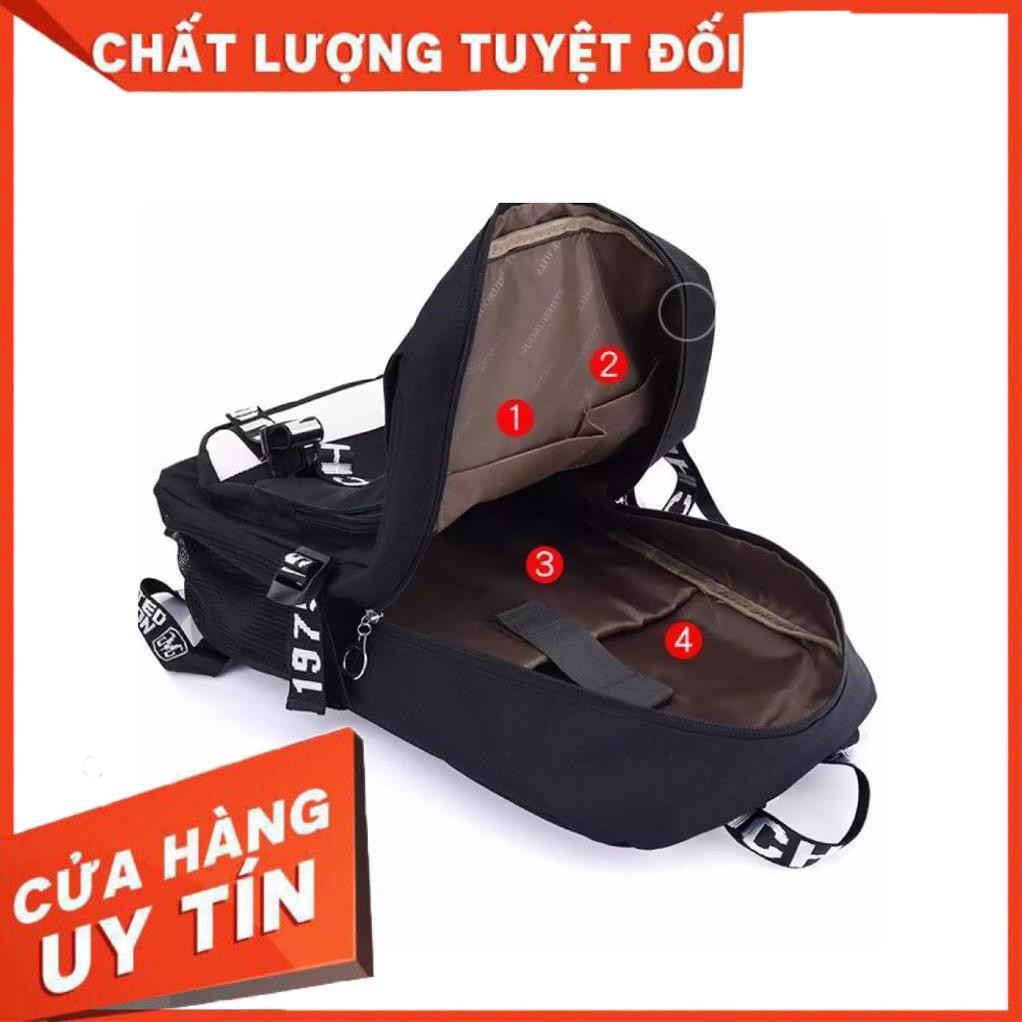 (Cám LợnTV) Balo nam phát sáng có cổng sạc USB + khoá chống trộm, chống nước (mắt mèo) hàng loại 1-FreeShip đơn 99-299k