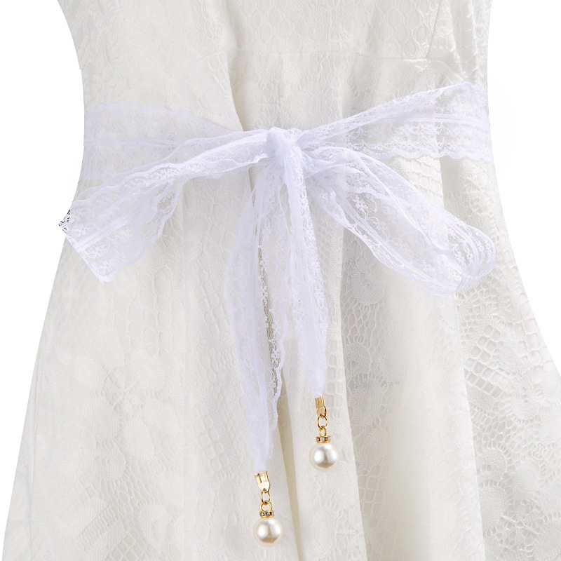 Đai váy ren gắn ngọc, dây lưng nữ thắt nơ