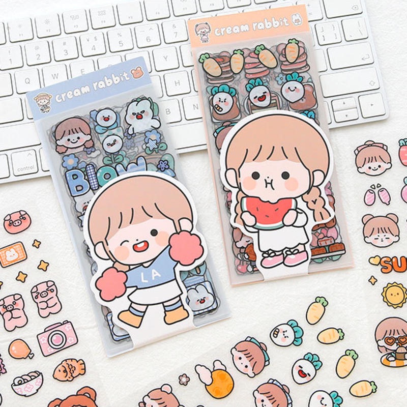 ⭐ iLado ⭐【10PCS】 Sticker PET telado Không Thấm Nước Nhãn Hình Dán Dễ Thương Sticker Trang Trí Sổ Dán Sổ Lưu Trữ Sticker Trang Trí Sổ Hình Dán Sticker Tập Vở Sổ Hiểm Bộ Sticker Nhãn Dán Sổ Chiết Lưu Trữ