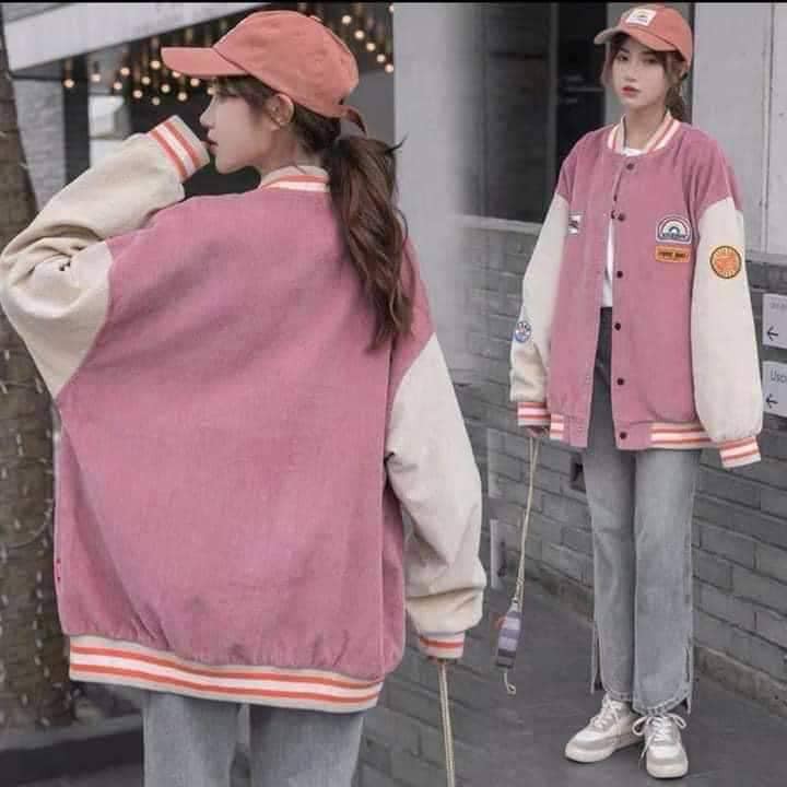 Áo khoác bomber Nhung cầu vồng cúc bấm nam nữ unisex BIGOMALL