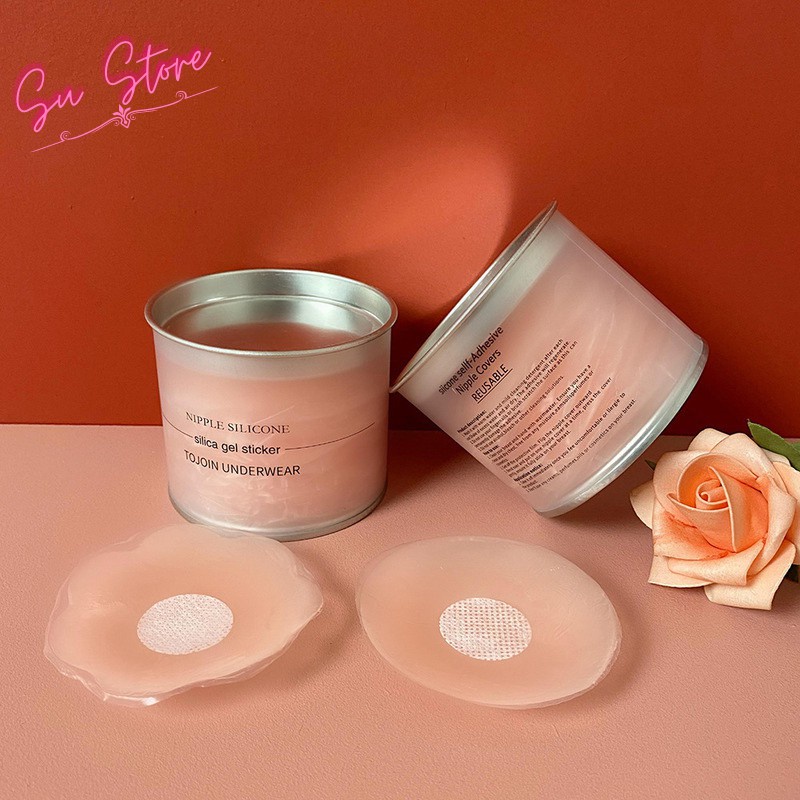 Miếng dán ngực che đầu ti, Áo dán ngực silicon che nhũ hoa Pink05