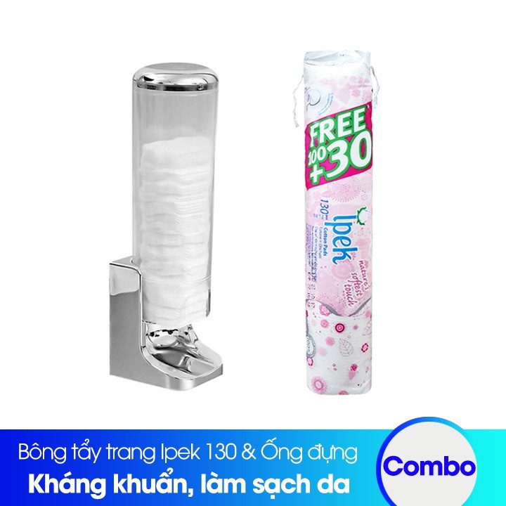 Hộp Đựng Bông Tẩy Trang Tashuan TS-3186 + và Bông tẩy trang cotton ipek/septona 130 miếng