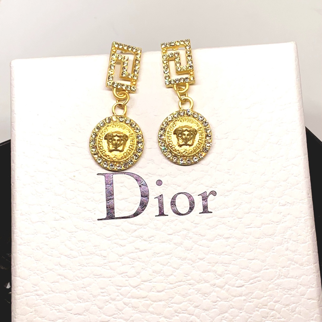 Khuyên tai nữ thương hiệu VS thả dài mạ vàng đính đá sang chảnh TB460 TOBI STORE