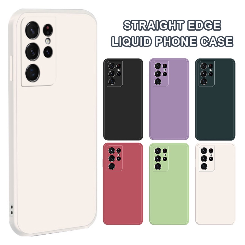 Ốp điện thoại silicon mềm dáng vuông màu trơn bảo vệ camera cho Samsung Galaxy Note 20 Ultra 10 Plus M14 M51 M31 J6+ j4+