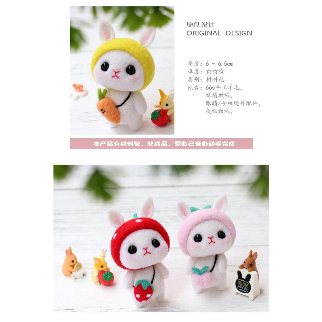 Cute rabbit doll/wool felt material cartoon pendant/make your own doll material kit