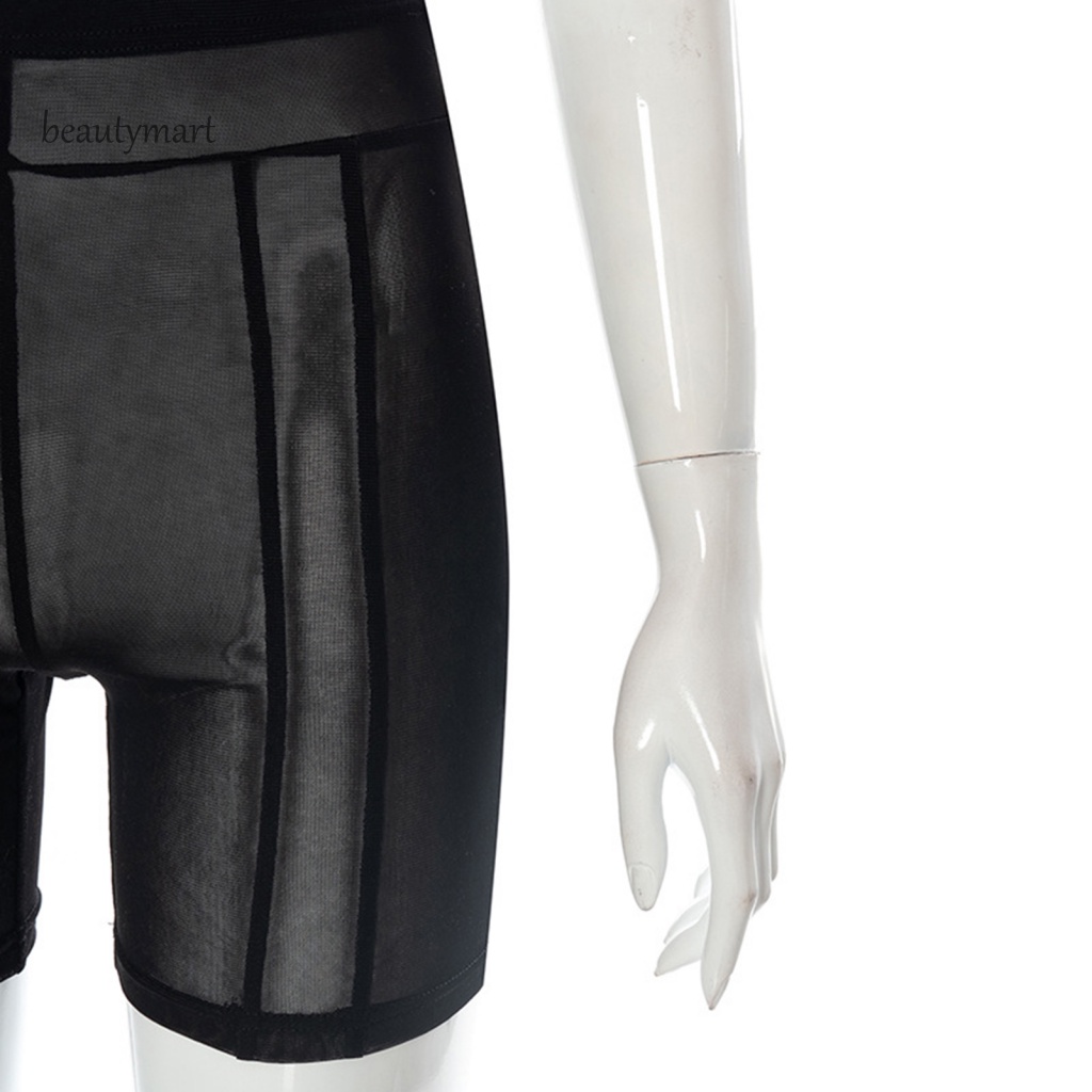 Quần Short Tập Yoga Dáng Ôm Phối Lưới Xuyên Thấu Thoải Mái Quyến Rũ