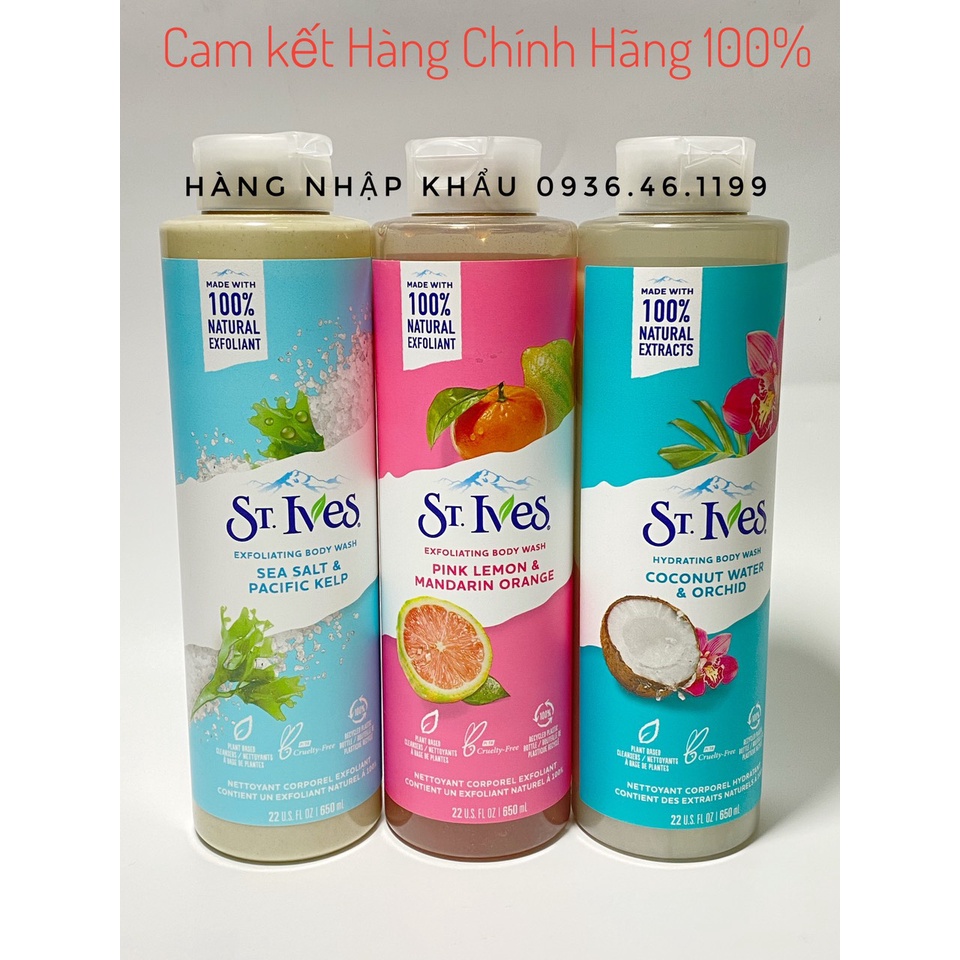 (Chính Hãng)Chai Sữa tắm ST. IVES BODY WASH dưỡng da và tẩy tế bào chết 650m-Mỹ-USA