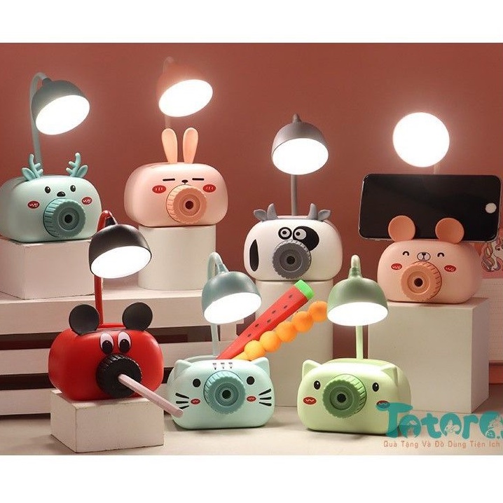 Đèn đọc sách pin sạc có ngăn đựng đồ hình thú Vịt Con Tuần Lộc Trâu Ngố Thỏ con đáng yêu