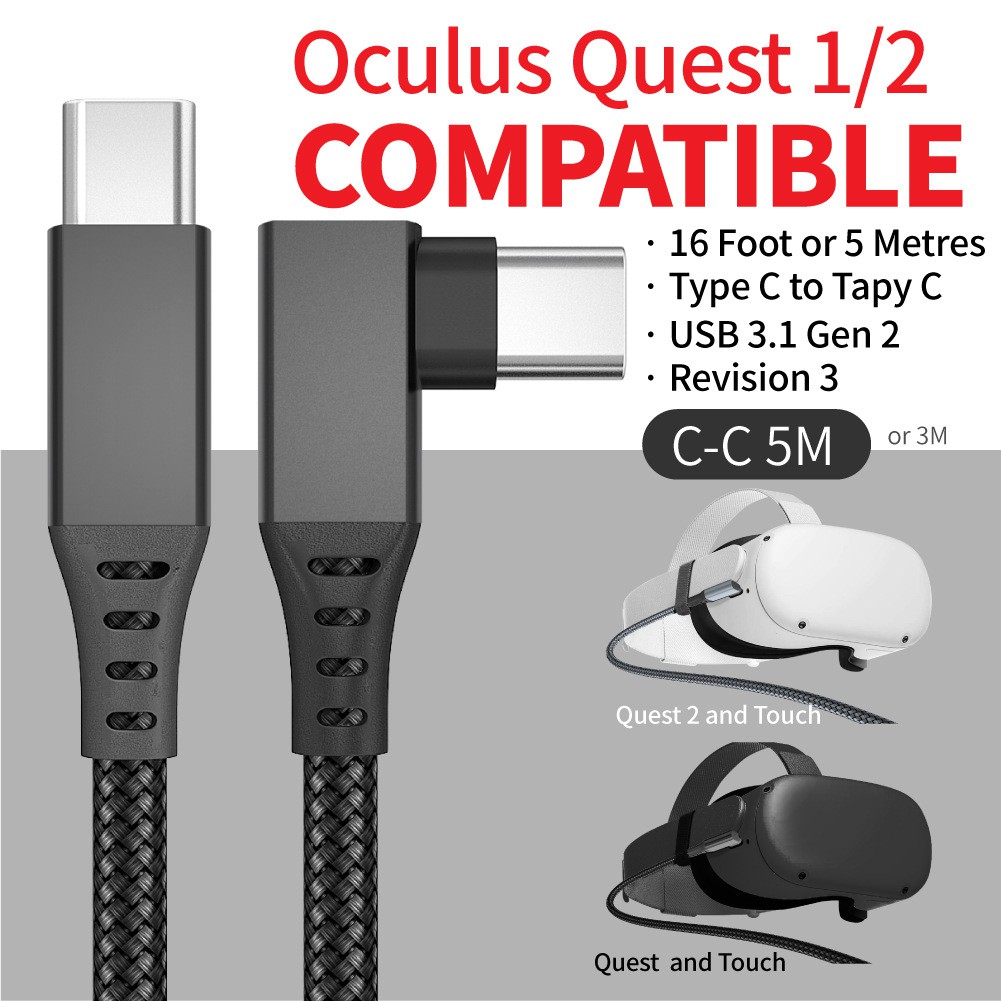 Dây cáp chuyển đổi từ giắc cắm Type-C sang Type-C / Usb 3.1 cho Oculus Quest 2 dài 5m - MINPRO