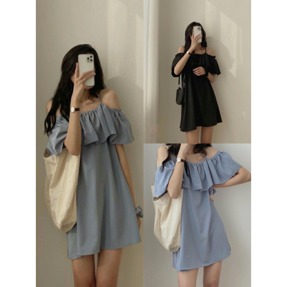 Đầm 2 Dây Trễ Vai Ngực Bèo Dáng Lỡ, Váy Nữ Chất Voan | BigBuy360 - bigbuy360.vn