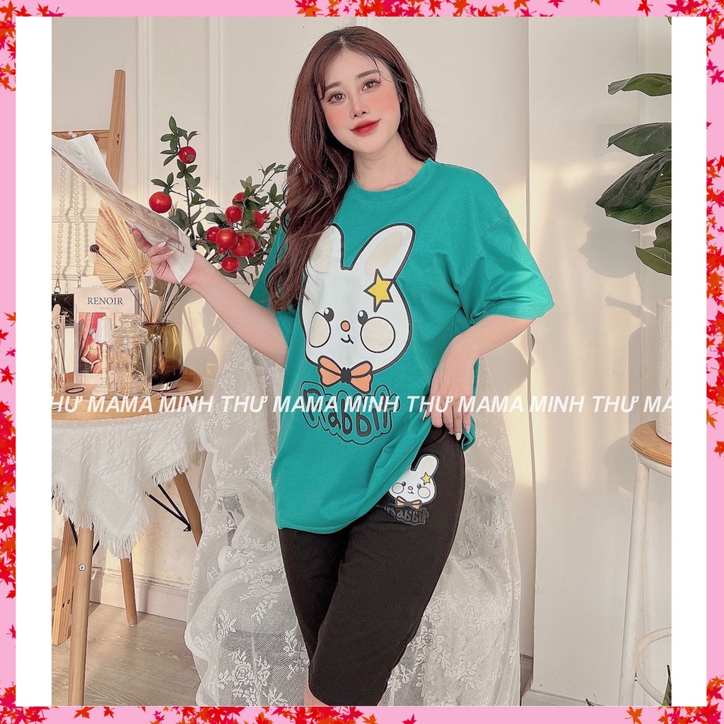 Bộ bầu mặc nhà - chất liệu cotton - kiểu mới thời trang ( bộ lửng ép thỏ Lớn )