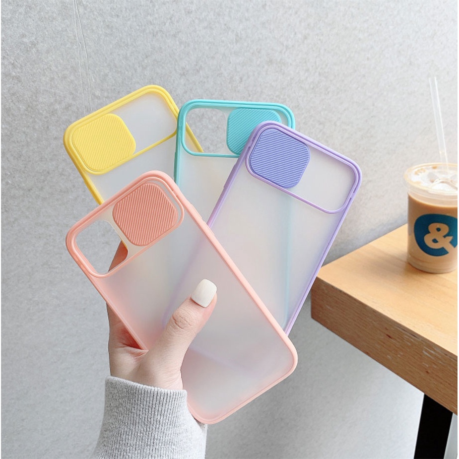 Ốp điện thoại chống sốc nhám có nắp trượt bảo vệ camera thích hợp cho iPhone 11 12 Pro Max X XS XR 6 7 8 Plus SE 2020