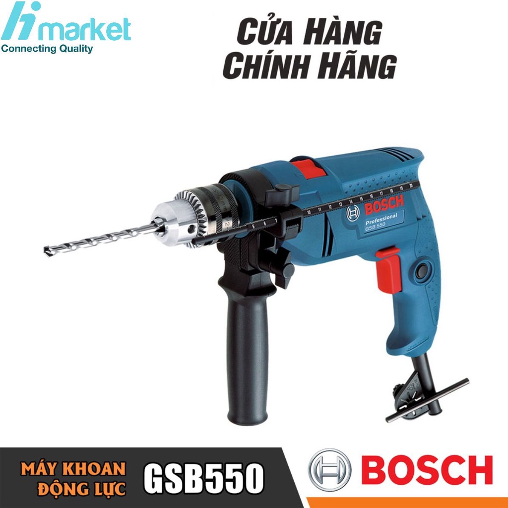 Máy Khoan Động Lực Bosch GSB 550 (13MM-550W) - Khoan Sắt/Gỗ/Tường, Bắt Vít, Siết Bu Lông - Hàng Chính Hãng