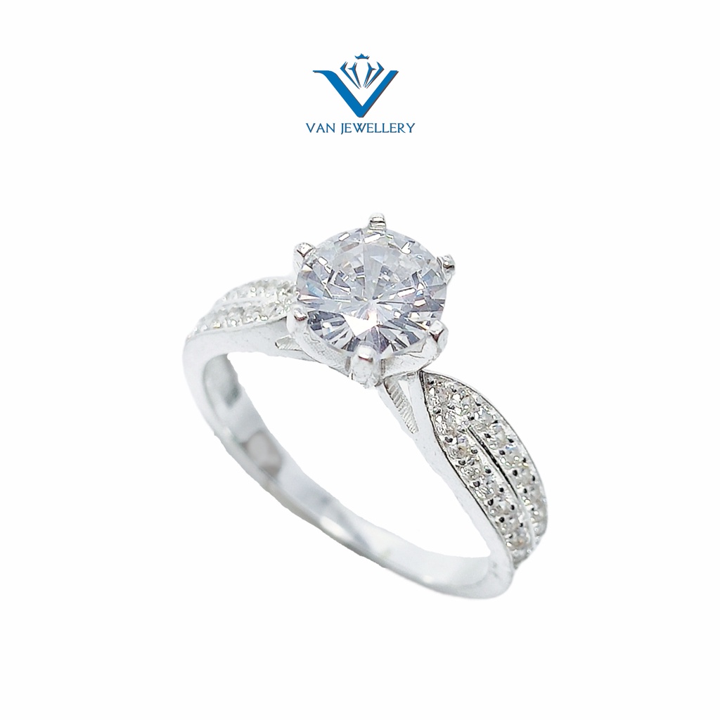 Nhẫn bạc 925 Nhẫn Tiểu thư thanh lịch, thiết kế gắn đá lấp lánh tinh tế