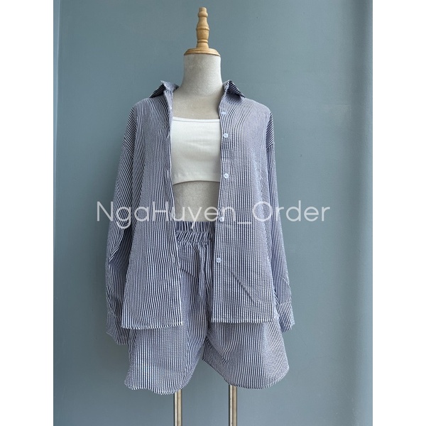 Nguyên set SƠMI XỐP màu pastel dài tay năng động thời trang mua hè 2022 ( Kèm tặng 01 áo ba lỗ bozip)