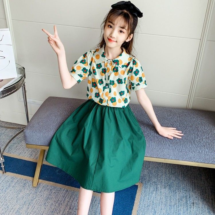 Áo sơ mi, váy, đồ bộ bé gái, lớn, kiểu tây, thời trang hai dâyY