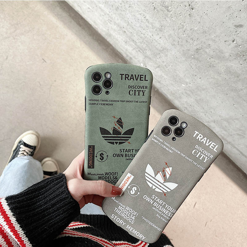 Luxury Adidas Shockproof Leather Case iPhone 12 Mini 12 Pro Max 11 Pro Max Xs Max X Xr 7 8 Plus Soft Cover