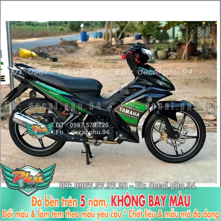 Tem rời Exciter 135 Lc xanh lá đen (X) -1